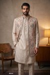 Cream Outluk Wedding Vol 65 Lachaka Embroidery Mens Indo Western W6504